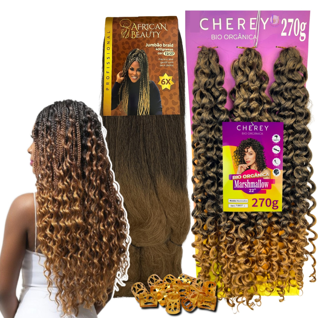 Kit Trança Gypsy Cabelo Cacheado Bio Orgânico + Jumbo African Beauty