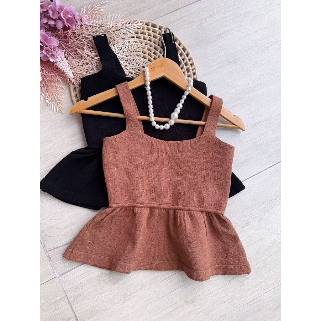Kits 2pcs,Blusa babado #MD-08 regata batinha bolsinha cropped verão modal peplum rodadinha alça moda feminina