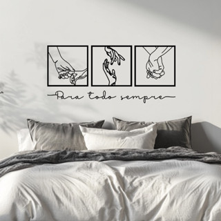 Kit 3 Quadros Casal Minimalista Mãos + Frase de parede para todo sempre Mdf em Oferta na Shopee