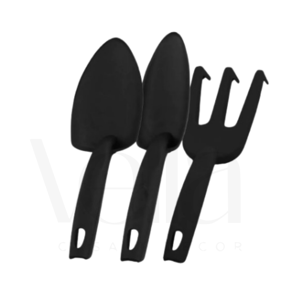 Kit 3 Peças Para Jardinagem Conjunto Mini Ferramentas Plástica Jardim Vaso Planta Horta Cultivo e Pá