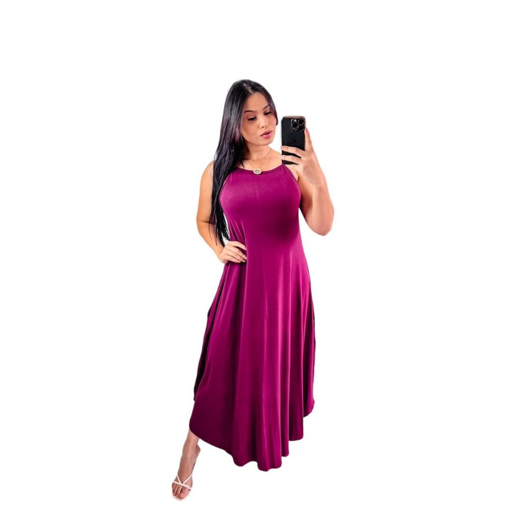 vestido longo alça fina em viscolycra — imagem 2 de 2