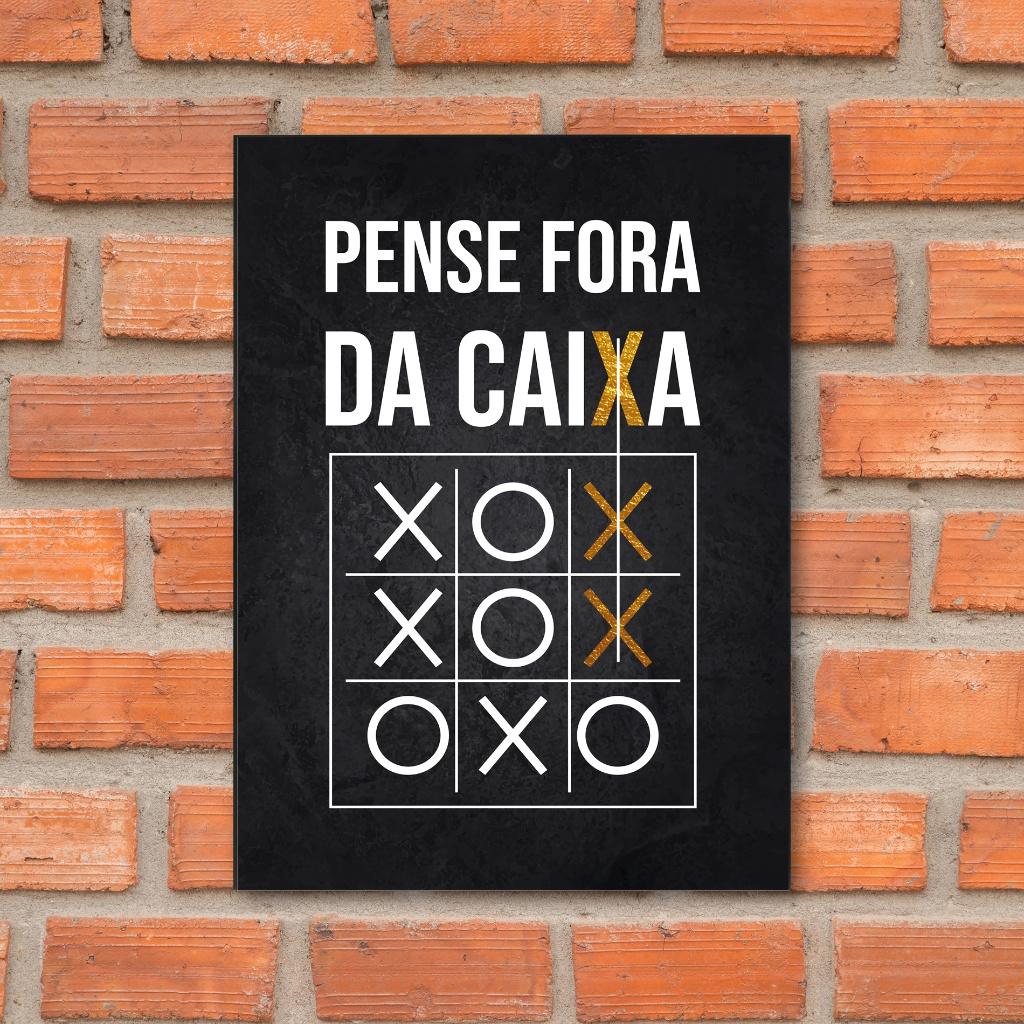 Quadro Pense Fora da Caixa Motivação Preto Gold 28x40cm