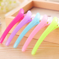 Kit Clipes Presilhas para Cabelo 6 Peças Para Uso Doméstico e Salão Rosa Transparente 8cm