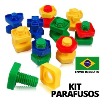 Brinquedo Educativo Encaixe Parafuso Rosca Montessori Menino Menina Presente Coordenação Motora Fina - 10 peças