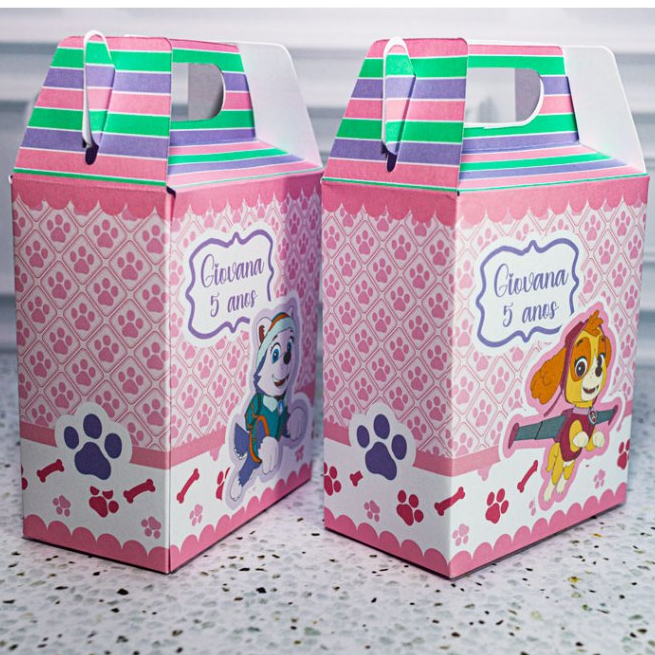 Caixa maleta lembrancinha Patrulha Canina Menina  skye e everest - personalizado festa infantil