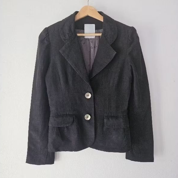 [BRECHÓ] casaco blazer animale preto cinza tamanho p