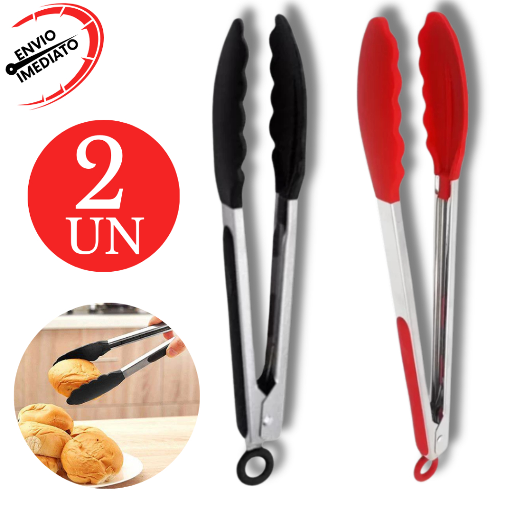 Kit 2 Pegador de Silicone Preto 34 CMUniversal Carne Salada Churrasco Comida Alimento em Oferta na Shopee