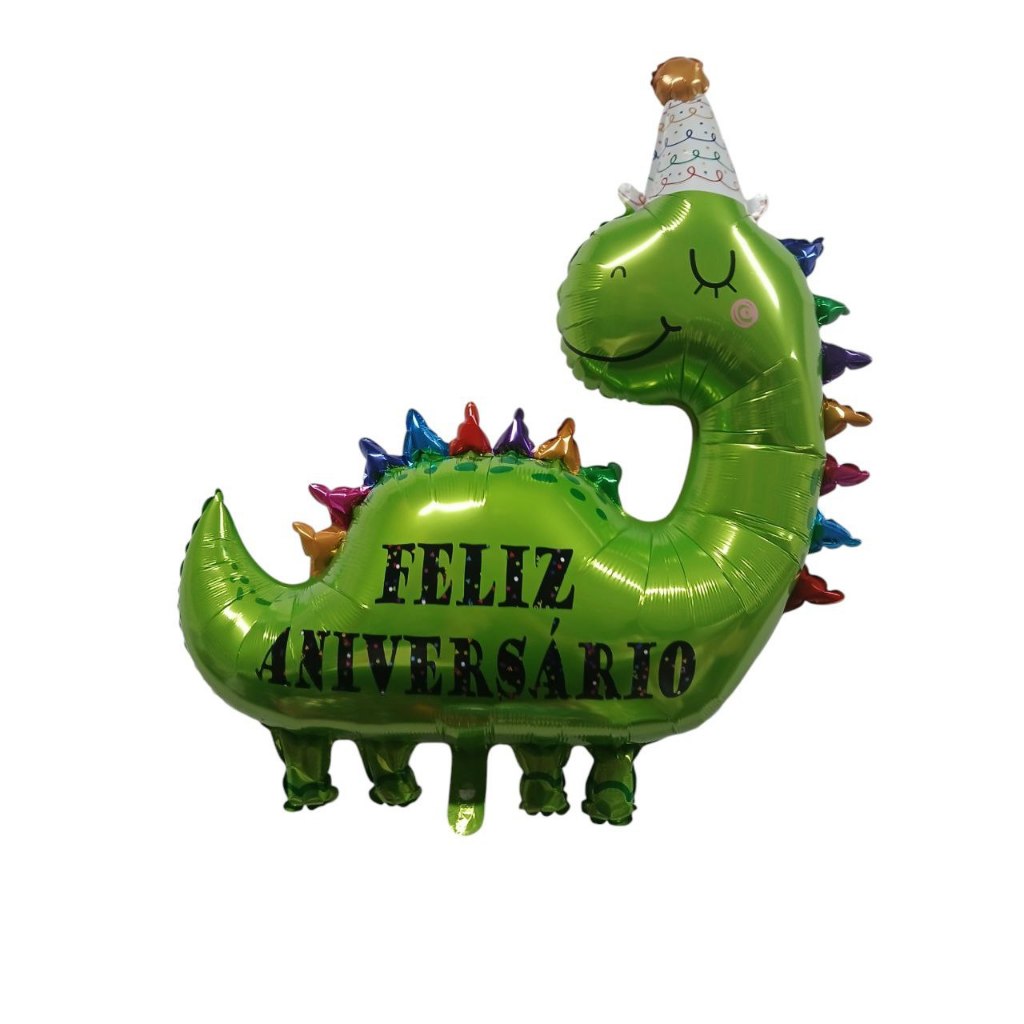 Kit Balão Metalizado Dinossauro Verde Feliz Aniversario 98cm Festa Aniversário Decoração em Oferta na Shopee