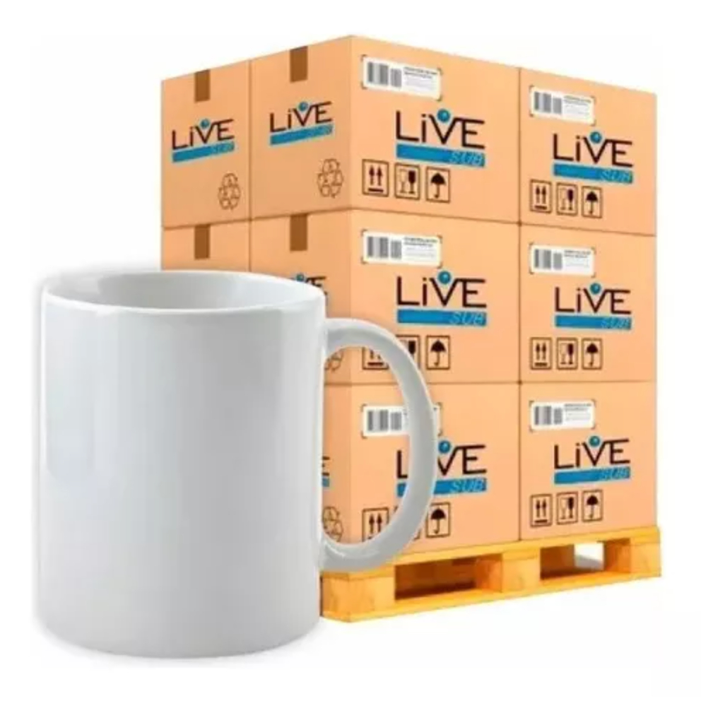 36 Canecas Brancas Cerâmica Importada Para Sublimação 325ml - Qualidade Premium Livesub