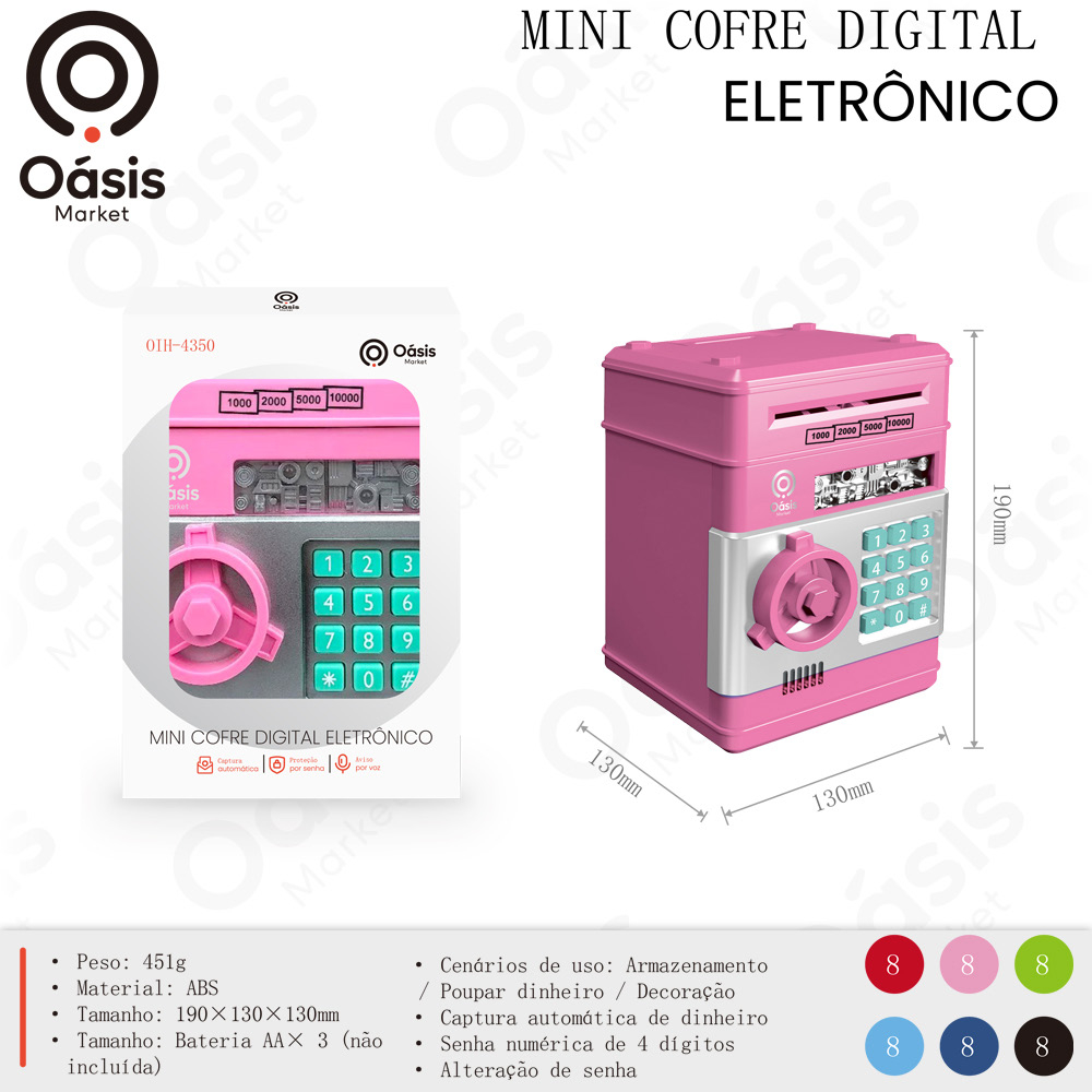 Mini cofre eletrônico com combinação de 4 dígitos para notas e moedas, seguro e compacto Oasis