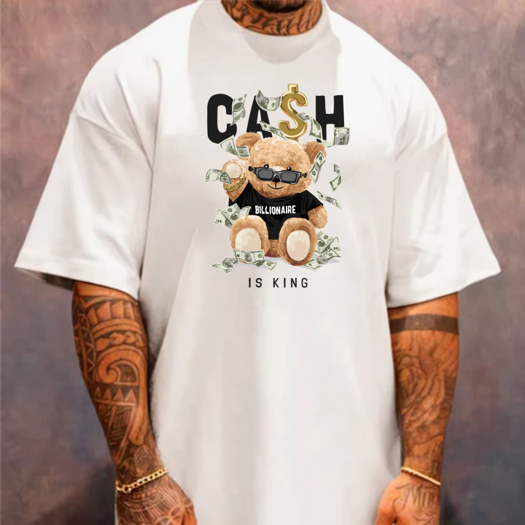 Camiseta Masculina Oversized Streetwear Premium Despojado Lançamento 100% Algodão Cash Dinheiro