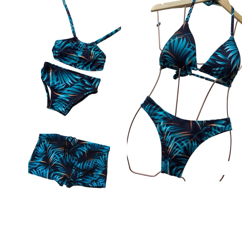 Kit Mãe Filha Filho - 2 Biquinis 1 Sunga - Moda Praia