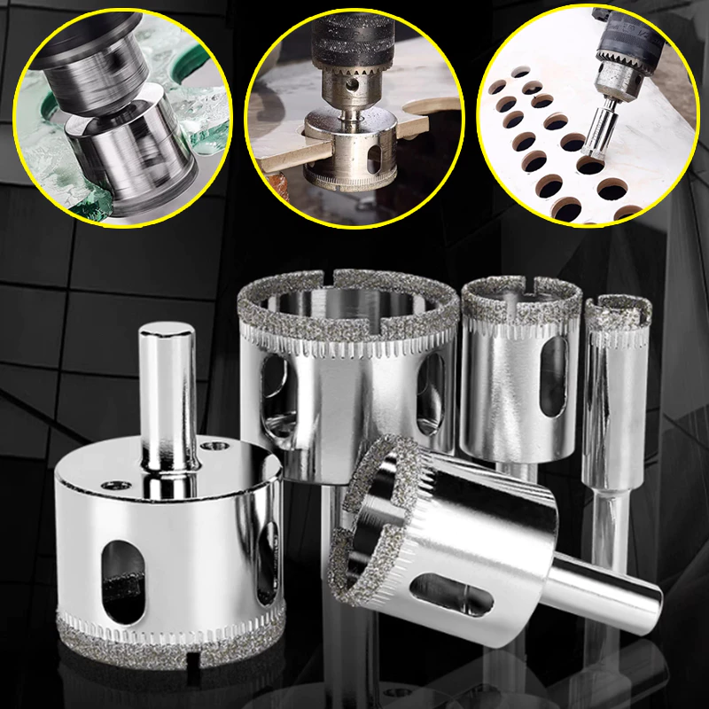 Kit 15 Brocas Diamantadas Serra Copo 6 a 50mm para furar Vidro