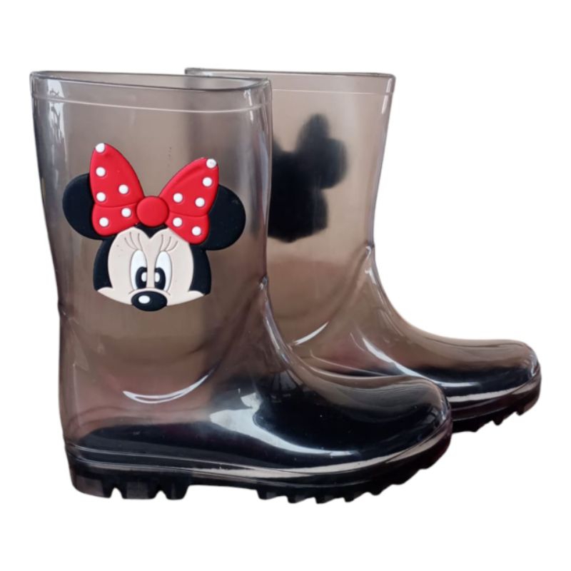 Galocha Cano Alto Bota de Chuva Menina Minie Vermelha Leve Confortável Antiderrapante Infantil Impermeável Estilosa