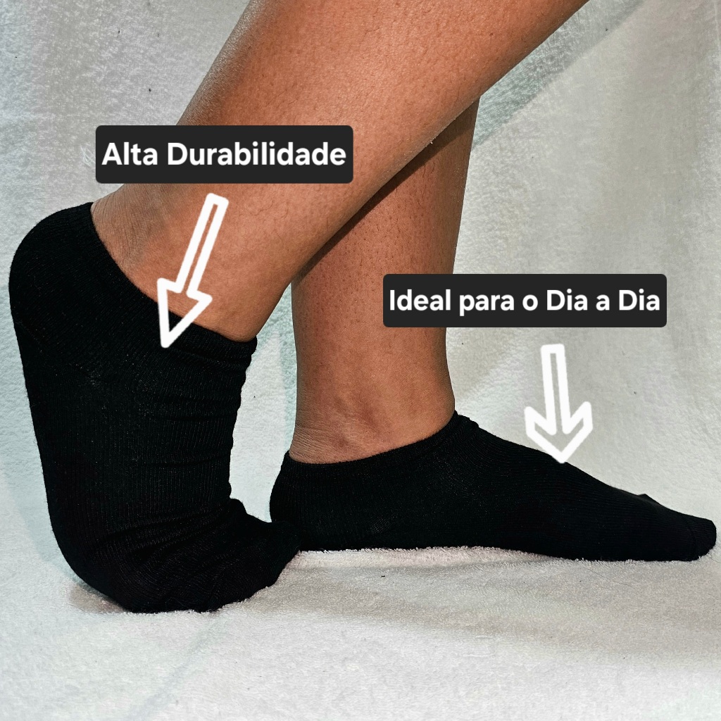 Kit 3, 6, 12, 24 e 36 Pares Meia Soquete Feminina Preta Sortida Branca Invisível Tamanho 35-40