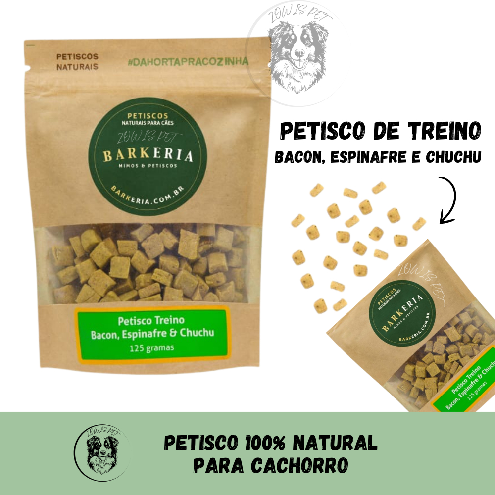 Mordedor Petisco Natural Pet de Treino Cães Bacon Espinafre e Chuchu para Cachorro  - Barkeria