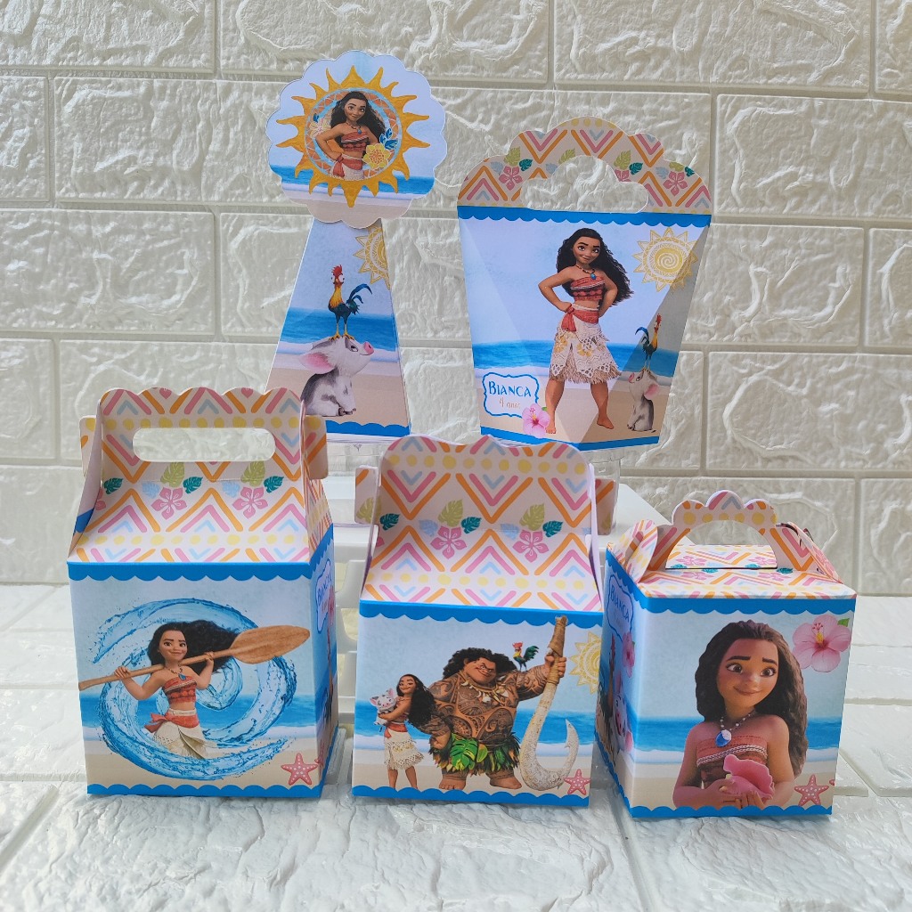 Kit Festa Personalizados Moana Lembrancinhas Princesa Caixinhas de aniversário para festa - PEGUE E MONTE
