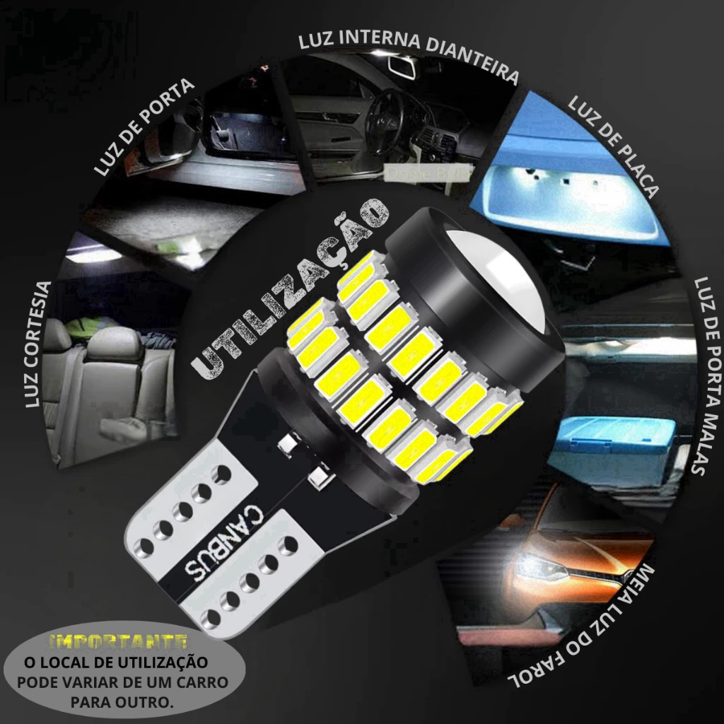 Par Lâmpada T10 Led Projetor Esmagada Pingo Canbus 6.000k Extra Forte 36msd W em Oferta na Shopee