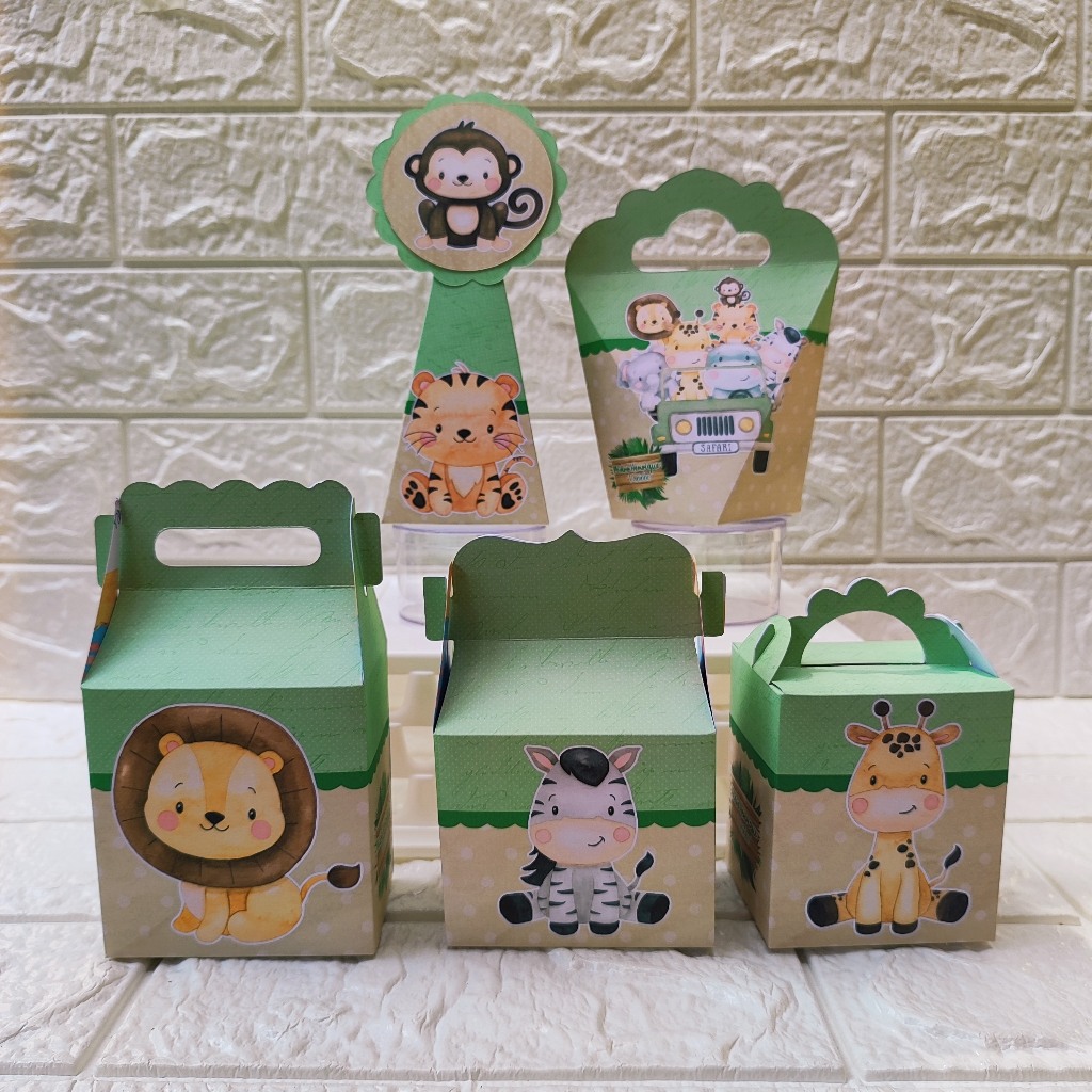 Kit Festa Personalizados Safari menino Lembrancinhas Caixinhas de aniversário para festa - PEGUE E MONTE