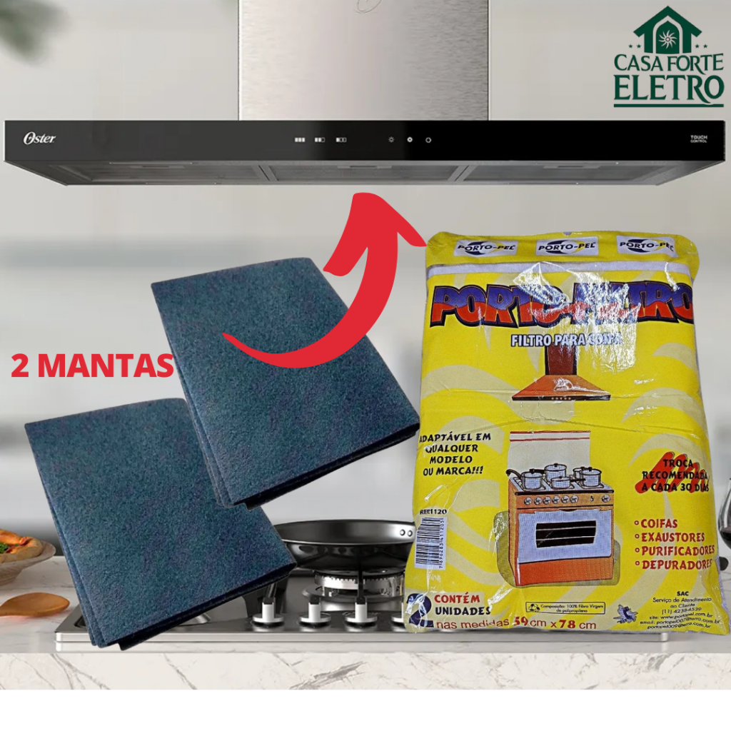 PROMOÇÃO Pacote com 2 Mantas Filtrantes Pretas - 59x78cm | Para Coifas, Exaustores e Ar-Condicionado