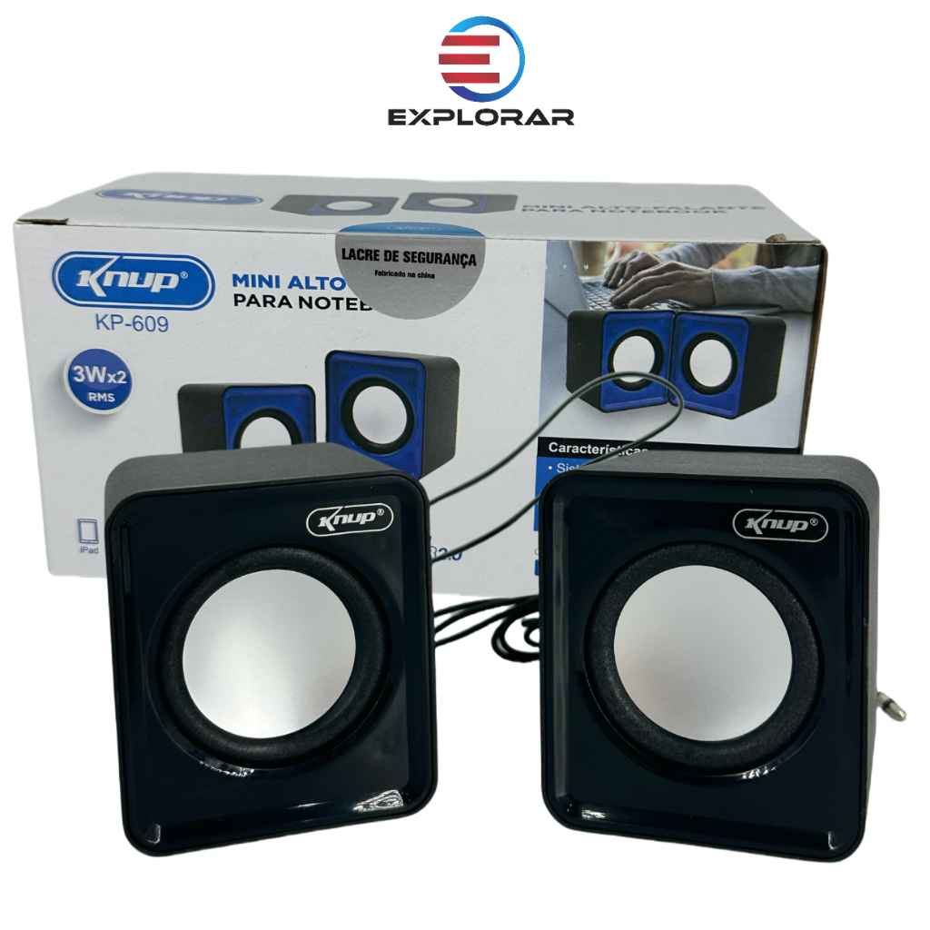 Caixa De Som Usb P2 Mini Alto-Falante 3w Para Notebook Pc Computador Knup KP-609