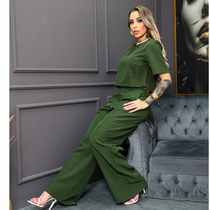 Conjunto feminino casual | Calça pantalona com blusa | Alfaiataria | Estilo casual | 2025