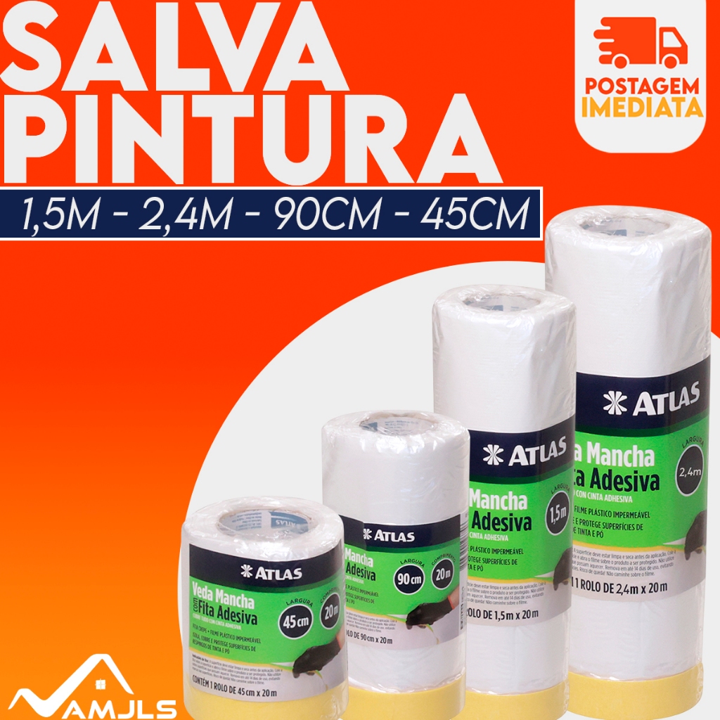 Salva Pintura Plastico Filme Mascaramento Antirespingo Atlas