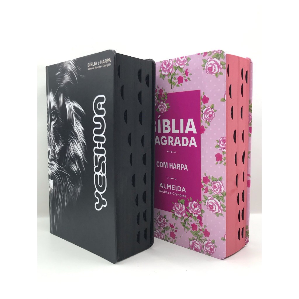 Kit 2 Bíblias Sagrada Tamanho Médio 12,5x19 cm Com Harpa Palavras de Jesus em Vermelho