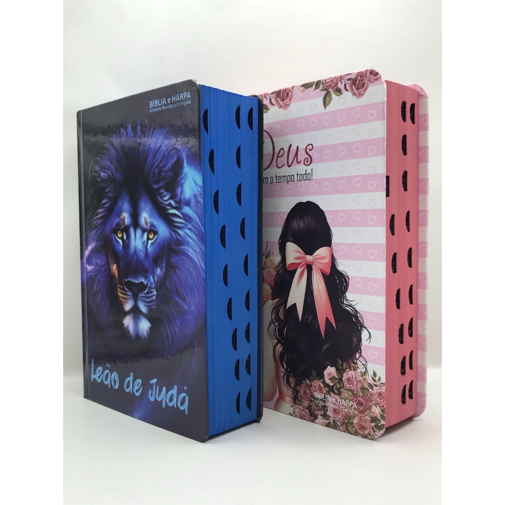 Kit 2 Bíblias Sagrada Tamanho Médio 12,5x19 cm Com Harpa Palavras de Jesus em Vermelho em Oferta na Shopee