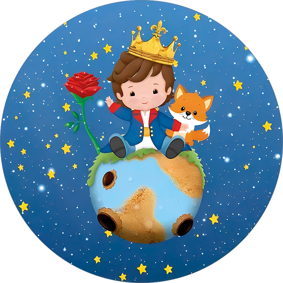 Painel Redondo De Mesa 50x50cm Tecido Sublimado 3D Pequeno Príncipe em Oferta na Shopee