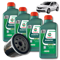 kit troca de óleo 10w40 castrol sandero 1.0.
