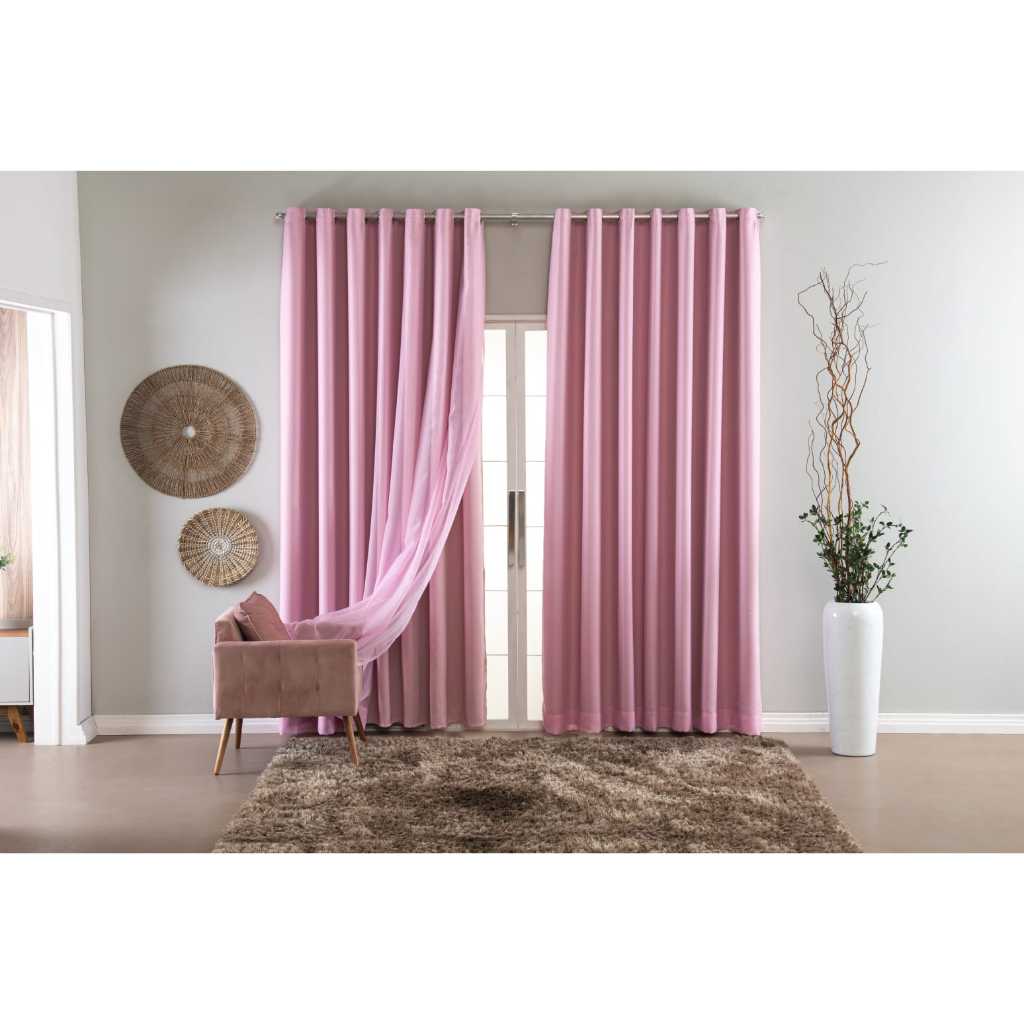 Cortina Blackout Com Voil 2,50x2,70 Para Sala E Quarto