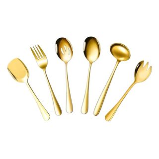 Talheres De Aço Inox Dourado Garfo De Colher De Macarrão Para Salada Na Cozinha Talheres …