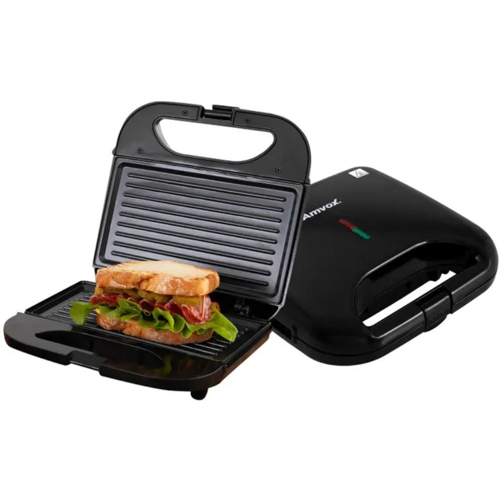 Sanduicheira Grill Antiaderente 750 Watts Ams 370 Black