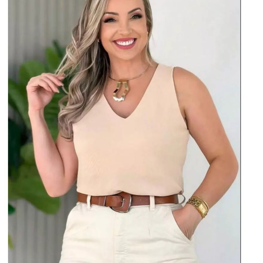 Blusa regata Feminina Alça Grossa Duna Básica ,tendencia ,moderna