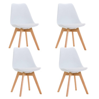 Kit 4 Cadeiras Eames Leda Estofada Com Base de Madeira