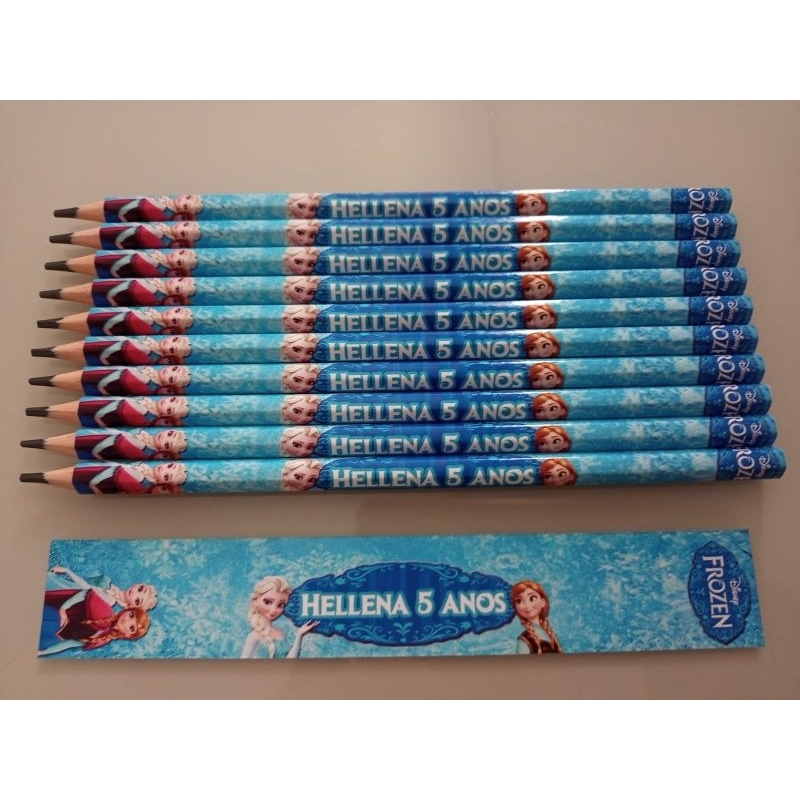 Lápis Personalizado Frozen. Lembrancinha para Festa. Aniversário. em Oferta na Shopee