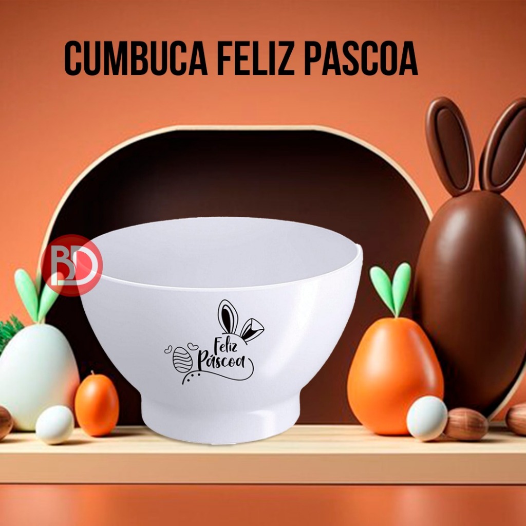 CONJUNTO DE 05 CUMBUCAS FELIZ PÁSCOA 700 ML PLÁSTICO COELHO CHOCOLATE