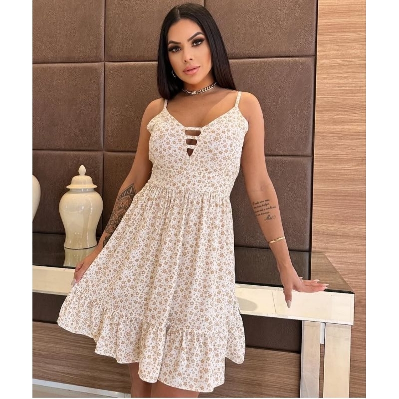 vestido rodado vestido elegante feminino vestido floral curto vestido verão feminino vestidocasual leve vestidocom alças