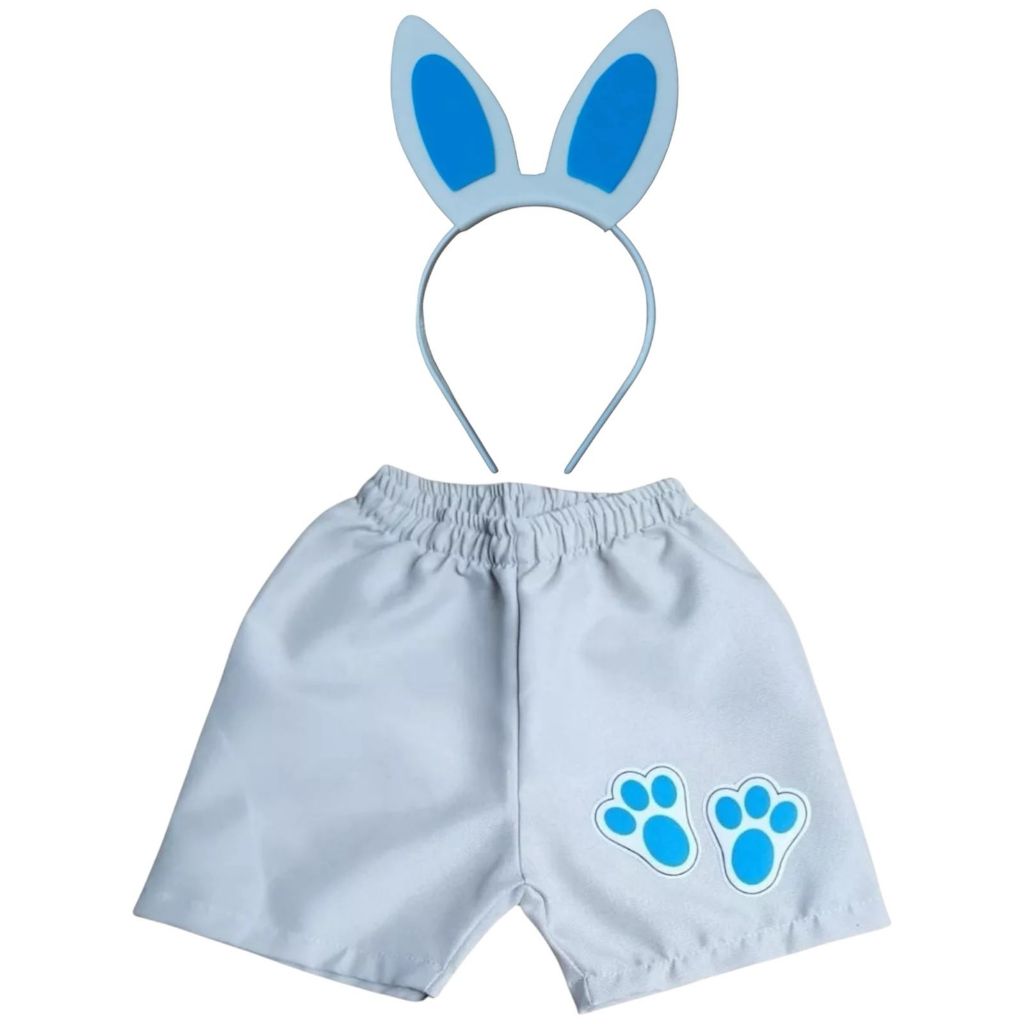 Kit Coelhinho Páscoa Bebê Menino Short E Tiara Orelhinhas Coelho Roupa Infantil Festa Fantasia Temático Ensaio Fotos