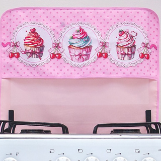 01 Capa p/ Tampa de Fogão 77cm x 55cm- P/ fogão 5/6 Bocas. Estampa Cupcake Rosa. em Oferta na Shopee