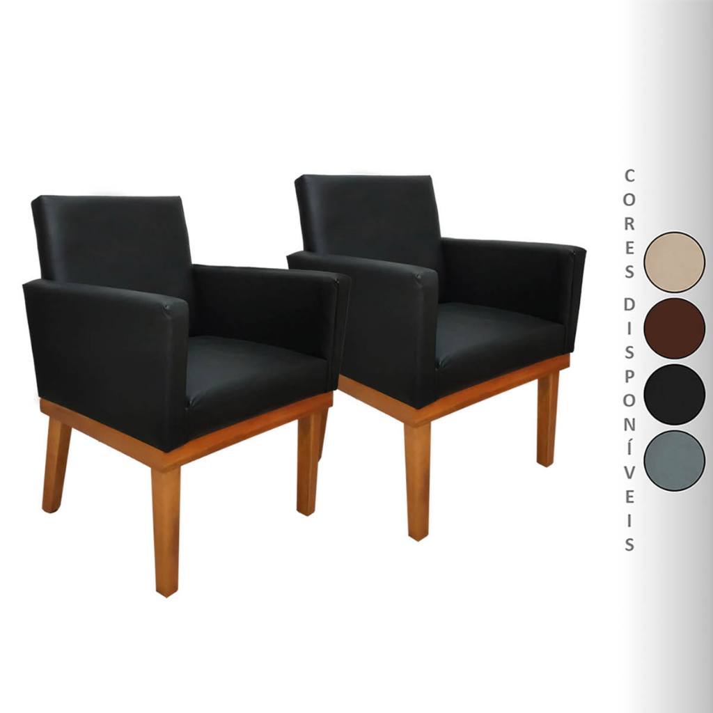 Kit 02 Poltronas Decorativas para Sala Nina Base Reforçada Corino Aninha Decor