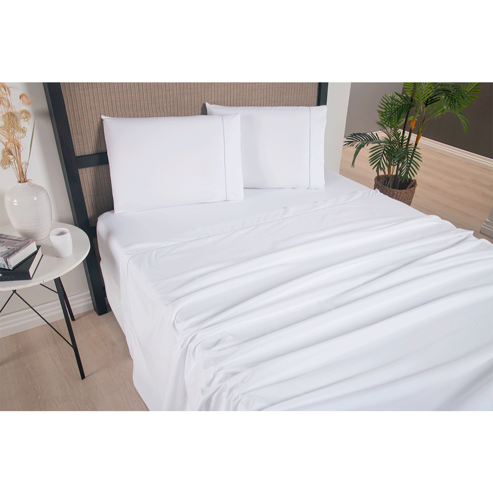 Jogo de Lençol Versatile 4 Peças Ponto Palito Simples 100% Poliéster Micropercal 300 Fios Cama Casal