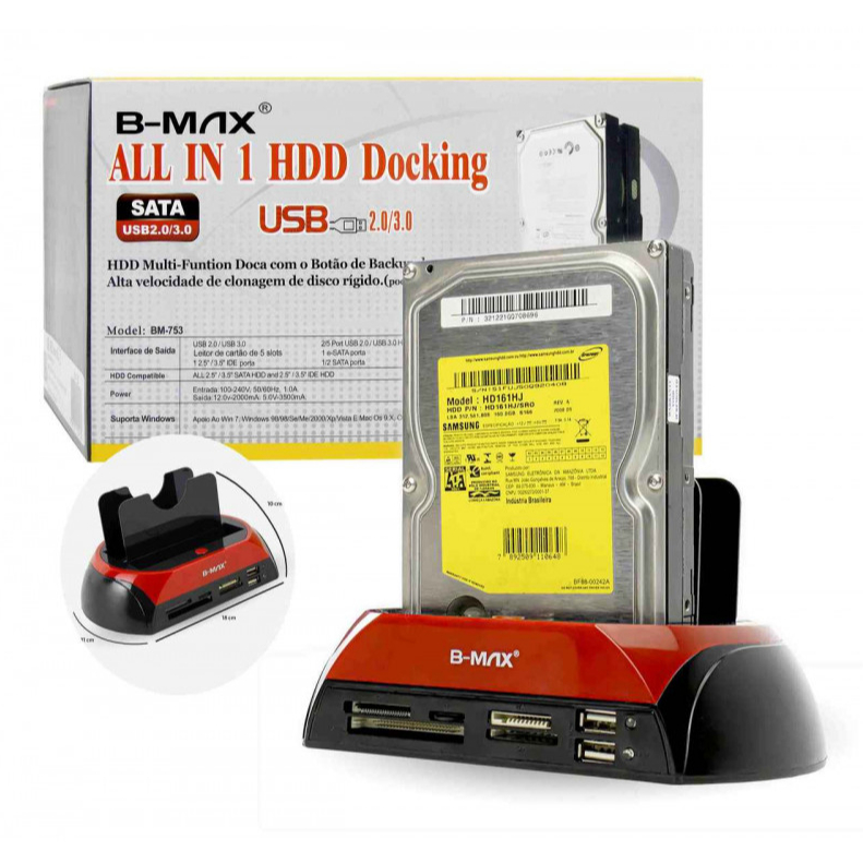 Dockstation Leitor Usb Hd Externo Case Sata Ssd Ide Sd Bm753 em Oferta na Shopee