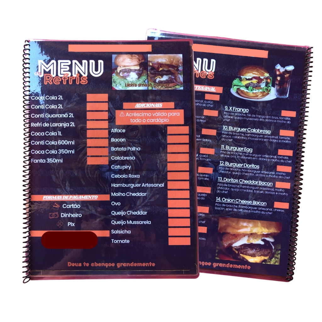 Cardápio para Empresas Personalizado - restaurantes, pizzarias, lanchonetes, cafeterias