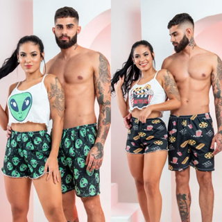 Kit casal pijama casal baby-doll dia dos namorados Netflix em Oferta na Shopee