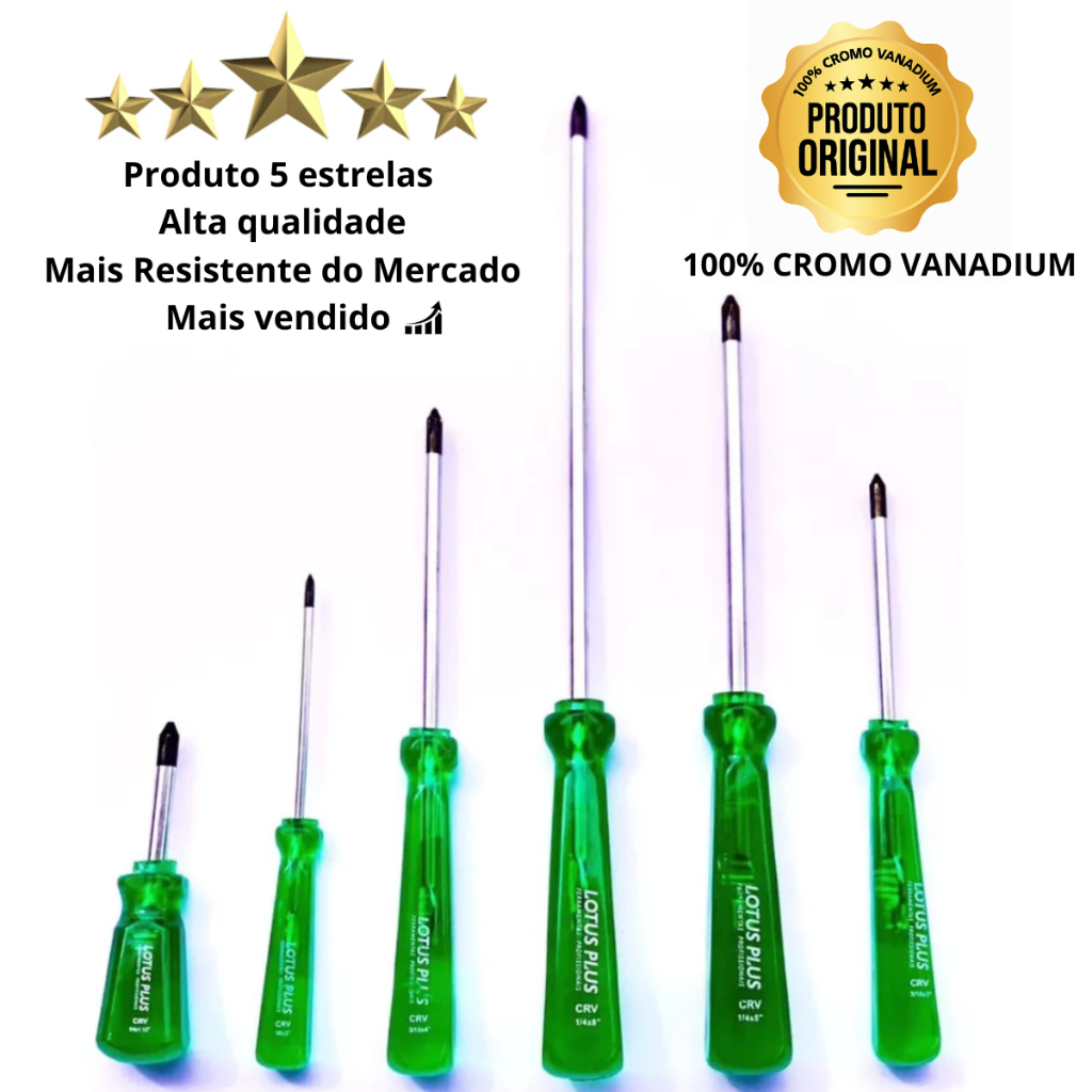 Jogo Chave Philips Kit com 6 Peças Imantado Profissional em Oferta na Shopee