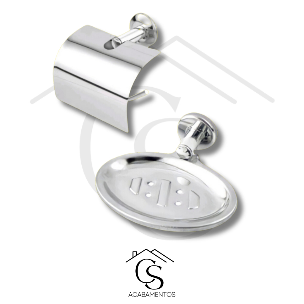 Kit Acessórios Banheiro Papeleira + Saboneteira Aço Inox Conjunto Completo em Oferta na Shopee