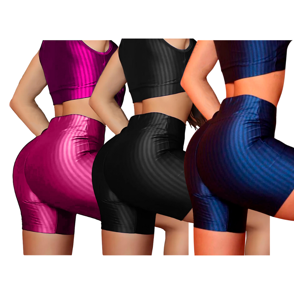 Short Feminino Legging Academia Fitness Cintura Alta Meia Coxa Zero Transparência Treino Corrida Modeladora