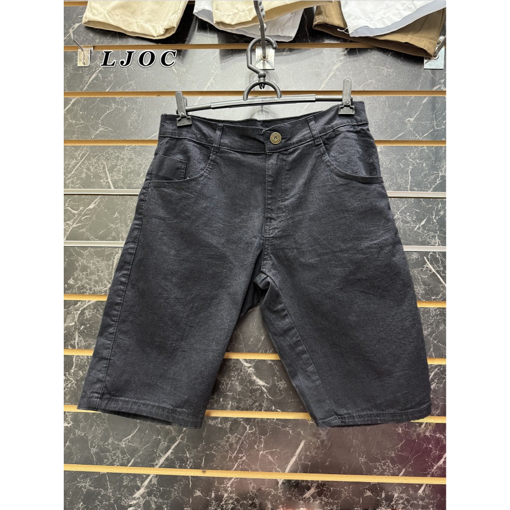 Masculina Bermuda Jeans PRETA Lisa  Elastano Lycra Boa Elasticidade  Short Jeans Masculino
